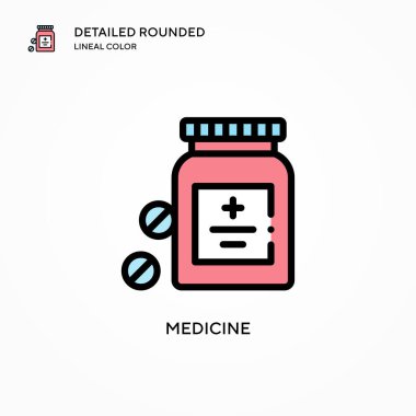 İlaç vektör simgesi. Modern vektör illüstrasyon kavramları. Düzenlemesi ve kişiselleştirmesi kolay.