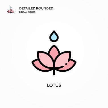 Lotus vektör simgesi. Modern vektör illüstrasyon kavramları. Düzenlemesi ve kişiselleştirmesi kolay.