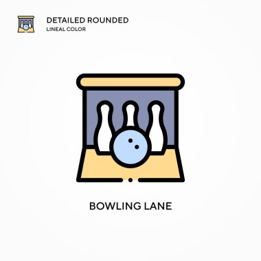 Bowling şeridi vektör simgesi. Modern vektör illüstrasyon kavramları. Düzenlemesi ve kişiselleştirmesi kolay.
