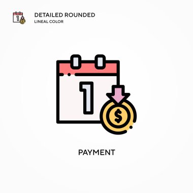 Ödeme vektör simgesi. Modern vektör illüstrasyon kavramları. Düzenlemesi ve kişiselleştirmesi kolay.