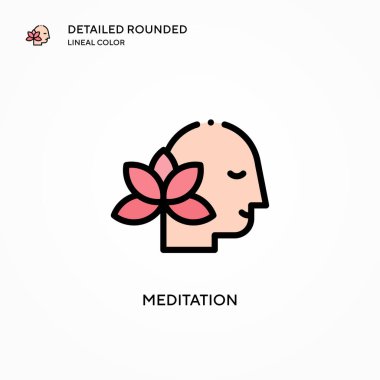 Meditasyon vektör simgesi. Modern vektör illüstrasyon kavramları. Düzenlemesi ve kişiselleştirmesi kolay.