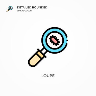 Loupe vektör simgesi. Modern vektör illüstrasyon kavramları. Düzenlemesi ve kişiselleştirmesi kolay.