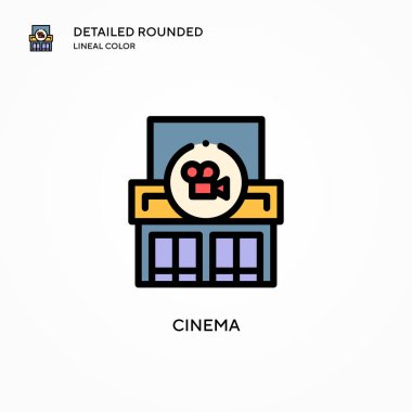 Sinema vektör simgesi. Modern vektör illüstrasyon kavramları. Düzenlemesi ve kişiselleştirmesi kolay.