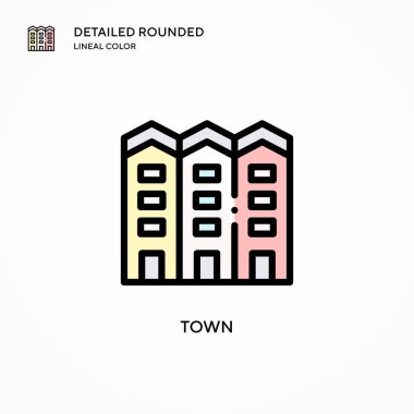 Kasaba vektör simgesi. Modern vektör illüstrasyon kavramları. Düzenlemesi ve kişiselleştirmesi kolay.