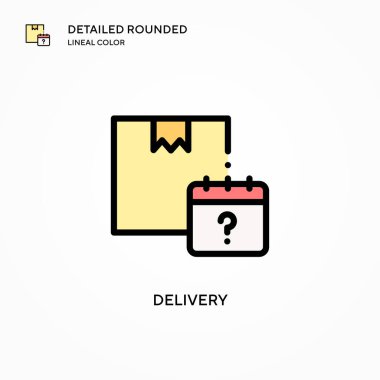 Teslimat vektör simgesi. Modern vektör illüstrasyon kavramları. Düzenlemesi ve kişiselleştirmesi kolay.
