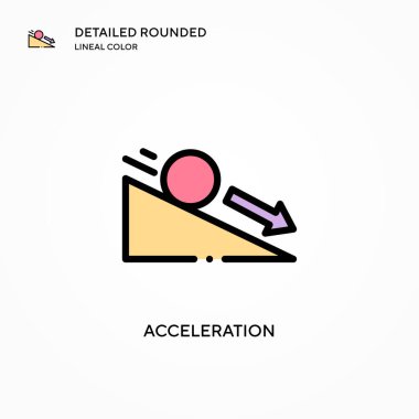 İvme vektör simgesi. Modern vektör illüstrasyon kavramları. Düzenlemesi ve kişiselleştirmesi kolay.
