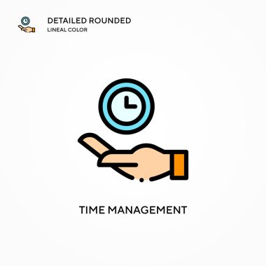 Zaman yönetimi vektör simgesi. Modern vektör illüstrasyon kavramları. Düzenlemesi ve kişiselleştirmesi kolay.