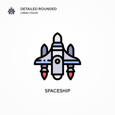 Uzay gemisi vektör simgesi. Modern vektör illüstrasyon kavramları. Düzenlemesi ve kişiselleştirmesi kolay.