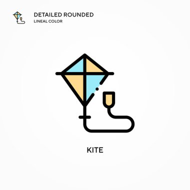 Uçurtma vektör simgesi. Modern vektör illüstrasyon kavramları. Düzenlemesi ve kişiselleştirmesi kolay.