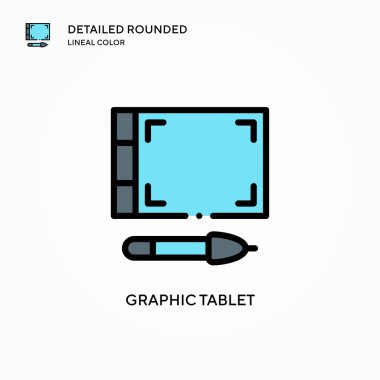 Grafik tablet vektör simgesi. Modern vektör illüstrasyon kavramları. Düzenlemesi ve kişiselleştirmesi kolay.