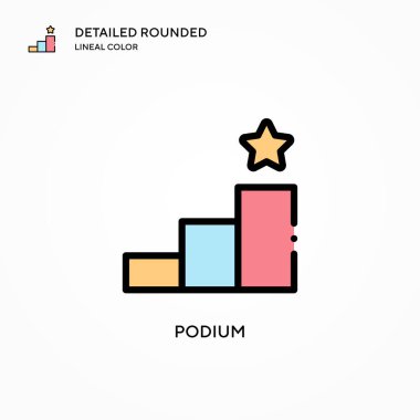 Podyum vektör simgesi. Modern vektör illüstrasyon kavramları. Düzenlemesi ve kişiselleştirmesi kolay.
