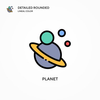 Gezegen vektör simgesi. Modern vektör illüstrasyon kavramları. Düzenlemesi ve kişiselleştirmesi kolay.