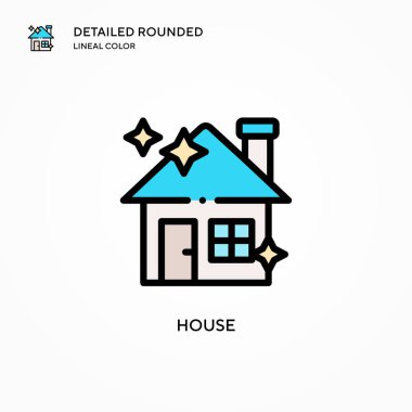 Ev vektör simgesi. Modern vektör illüstrasyon kavramları. Düzenlemesi ve kişiselleştirmesi kolay.