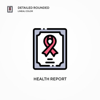 Sağlık raporu vektör simgesi. Modern vektör illüstrasyon kavramları. Düzenlemesi ve kişiselleştirmesi kolay.
