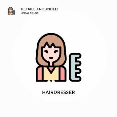 Kuaför vektör simgesi. Modern vektör illüstrasyon kavramları. Düzenlemesi ve kişiselleştirmesi kolay.