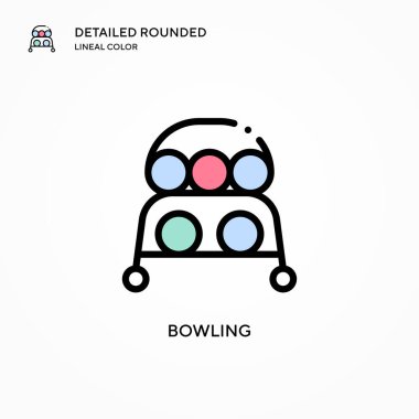 Bowling vektör simgesi. Modern vektör illüstrasyon kavramları. Düzenlemesi ve kişiselleştirmesi kolay.