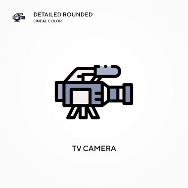 TV kamera vektör simgesi. Modern vektör illüstrasyon kavramları. Düzenlemesi ve kişiselleştirmesi kolay.