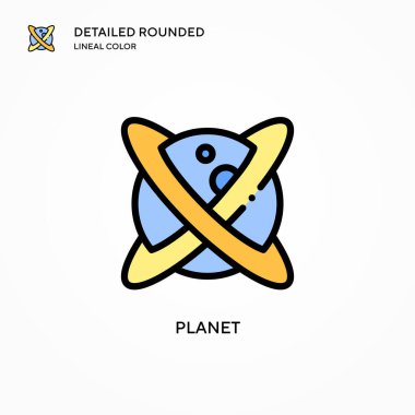Gezegen vektör simgesi. Modern vektör illüstrasyon kavramları. Düzenlemesi ve kişiselleştirmesi kolay.