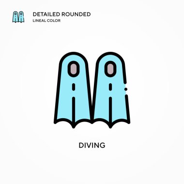 Dalış vektör simgesi. Modern vektör illüstrasyon kavramları. Düzenlemesi ve kişiselleştirmesi kolay.