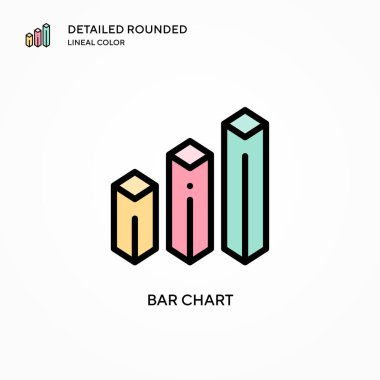Bar çizelgesi vektör simgesi. Modern vektör illüstrasyon kavramları. Düzenlemesi ve kişiselleştirmesi kolay.