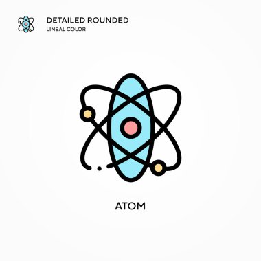 Atom vektör simgesi. Modern vektör illüstrasyon kavramları. Düzenlemesi ve kişiselleştirmesi kolay.