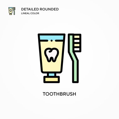 Diş fırçası vektör simgesi. Modern vektör illüstrasyon kavramları. Düzenlemesi ve kişiselleştirmesi kolay.