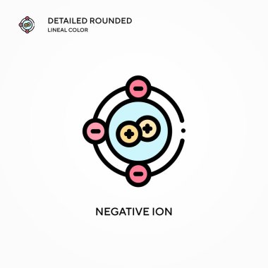 Olumsuz iyon vektör simgesi. Modern vektör illüstrasyon kavramları. Düzenlemesi ve kişiselleştirmesi kolay.