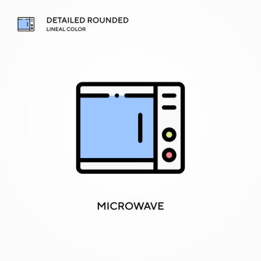 Mikrodalga vektör simgesi. Modern vektör illüstrasyon kavramları. Düzenlemesi ve kişiselleştirmesi kolay.