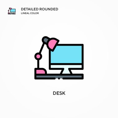 Masa vektör simgesi. Modern vektör illüstrasyon kavramları. Düzenlemesi ve kişiselleştirmesi kolay.