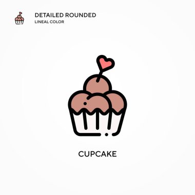 Cupcake vektör simgesi. Modern vektör illüstrasyon kavramları. Düzenlemesi ve kişiselleştirmesi kolay.