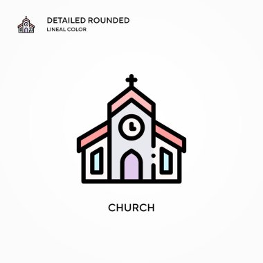 Kilise vektör ikonu. Modern vektör illüstrasyon kavramları. Düzenlemesi ve kişiselleştirmesi kolay.