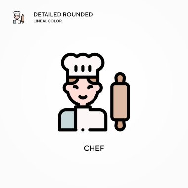 Şef vektör simgesi. Modern vektör illüstrasyon kavramları. Düzenlemesi ve kişiselleştirmesi kolay.