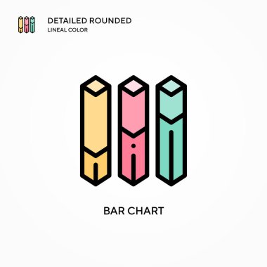 Bar çizelgesi vektör simgesi. Modern vektör illüstrasyon kavramları. Düzenlemesi ve kişiselleştirmesi kolay.