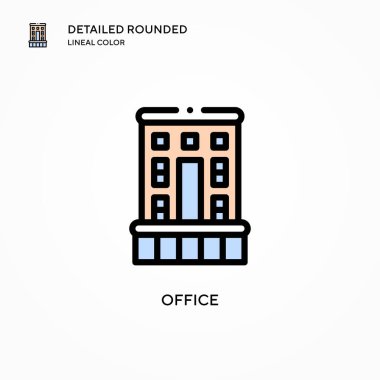 Ofis vektör simgesi. Modern vektör illüstrasyon kavramları. Düzenlemesi ve kişiselleştirmesi kolay.