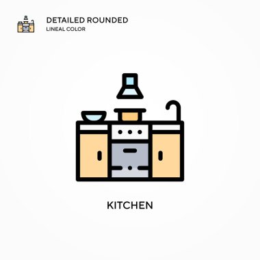 Mutfak vektör ikonu. Modern vektör illüstrasyon kavramları. Düzenlemesi ve kişiselleştirmesi kolay.