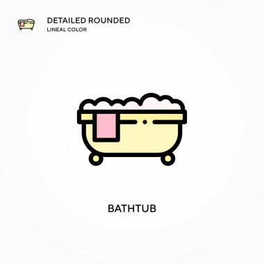 Küvet vektör simgesi. Modern vektör illüstrasyon kavramları. Düzenlemesi ve kişiselleştirmesi kolay.