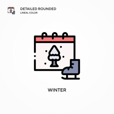 Kış vektör simgesi. Modern vektör illüstrasyon kavramları. Düzenlemesi ve kişiselleştirmesi kolay.