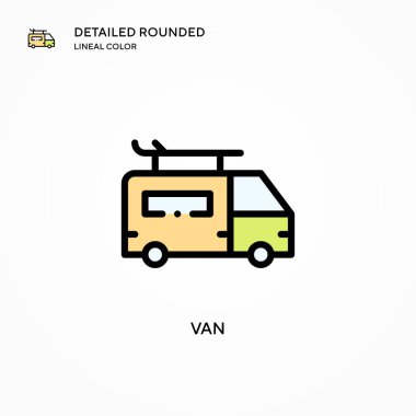 Van vektör simgesi. Modern vektör illüstrasyon kavramları. Düzenlemesi ve kişiselleştirmesi kolay.