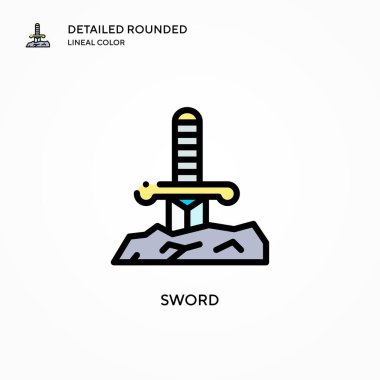 Kılıç vektör simgesi. Modern vektör illüstrasyon kavramları. Düzenlemesi ve kişiselleştirmesi kolay.