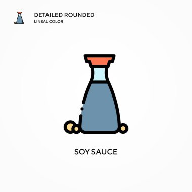 Soya sosu vektör simgesi. Modern vektör illüstrasyon kavramları. Düzenlemesi ve kişiselleştirmesi kolay.
