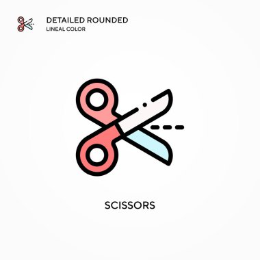 Makas vektör simgesi. Modern vektör illüstrasyon kavramları. Düzenlemesi ve kişiselleştirmesi kolay.