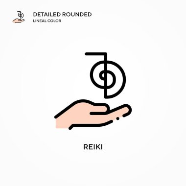 Reiki vektör simgesi. Modern vektör illüstrasyon kavramları. Düzenlemesi ve kişiselleştirmesi kolay.