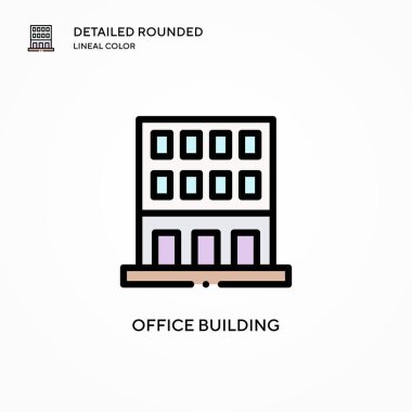 Ofis binası vektör simgesi. Modern vektör illüstrasyon kavramları. Düzenlemesi ve kişiselleştirmesi kolay.