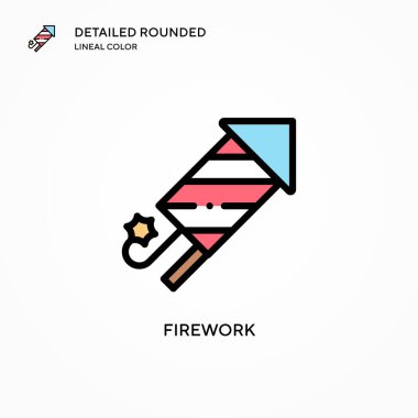 Havai fişek vektör simgesi. Modern vektör illüstrasyon kavramları. Düzenlemesi ve kişiselleştirmesi kolay.