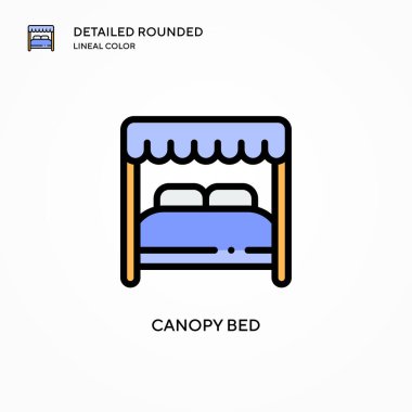 Kanopi yatak vektör simgesi. Modern vektör illüstrasyon kavramları. Düzenlemesi ve kişiselleştirmesi kolay.