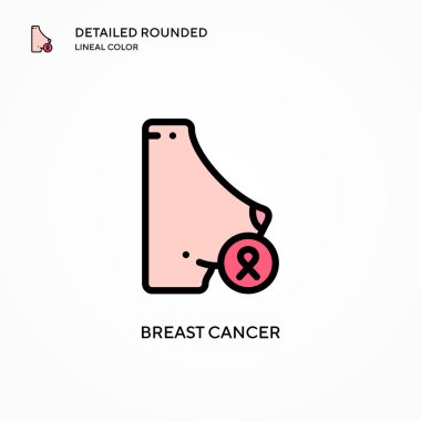 Göğüs kanseri vektör ikonu. Modern vektör illüstrasyon kavramları. Düzenlemesi ve kişiselleştirmesi kolay.