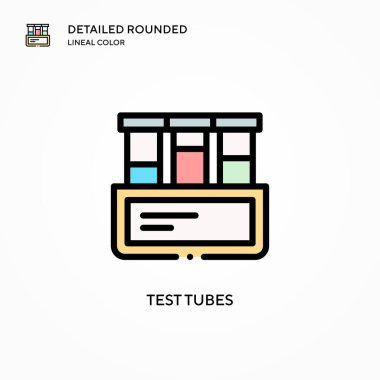 Test tüpleri vektör simgesi. Modern vektör illüstrasyon kavramları. Düzenlemesi ve kişiselleştirmesi kolay.