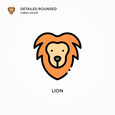 Aslan vektör simgesi. Modern vektör illüstrasyon kavramları. Düzenlemesi ve kişiselleştirmesi kolay.