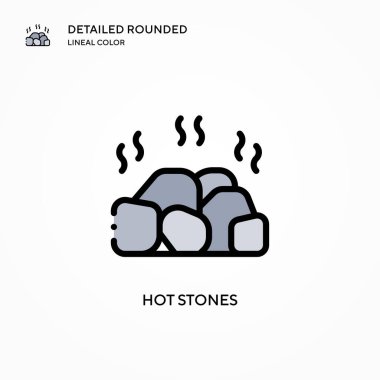 Sıcak taşlar vektör simgesi. Modern vektör illüstrasyon kavramları. Düzenlemesi ve kişiselleştirmesi kolay.