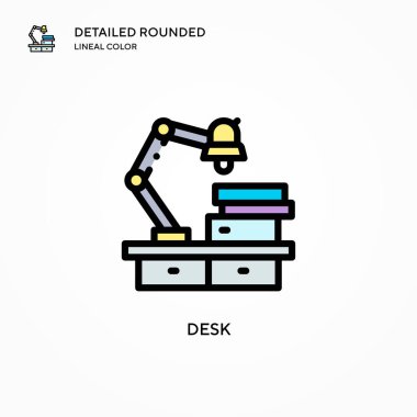 Masa vektör simgesi. Modern vektör illüstrasyon kavramları. Düzenlemesi ve kişiselleştirmesi kolay.
